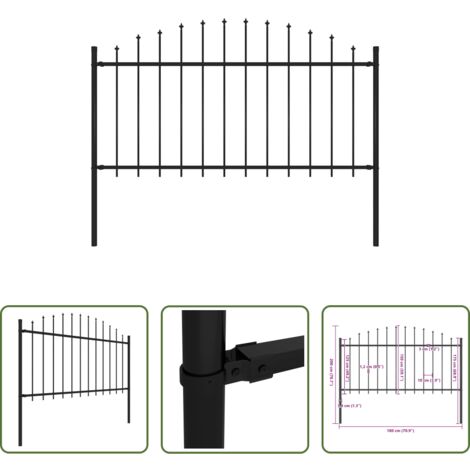 vidaXL Recinzione con punte a lancia -  Recinzione da Giardino Woerden con Punta a Lancia in Acciaio 170x150 cm Nero