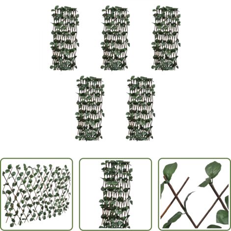 vidaXL Recinzione da giardino -  Recinto in Salice a Traliccio 5 pz Foglie Artificiali 180x30 cm