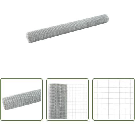vidaXL Recinzione da giardino -  Recinzione in Rete per Pollaio Acciaio Zincato 25x1,5 m Argento