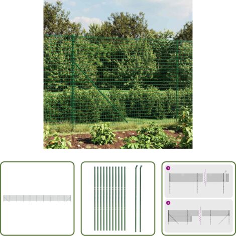 vidaXL Recinzione da giardino -  Recinzione Metallica Verde 2,2x25 m in Acciaio Zincato