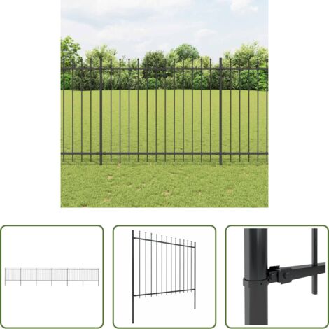 vidaXL Recinzione decorativa -  Recinzione da Giardino con Punta a Lancia in Acciaio 1070x150 cm Nero