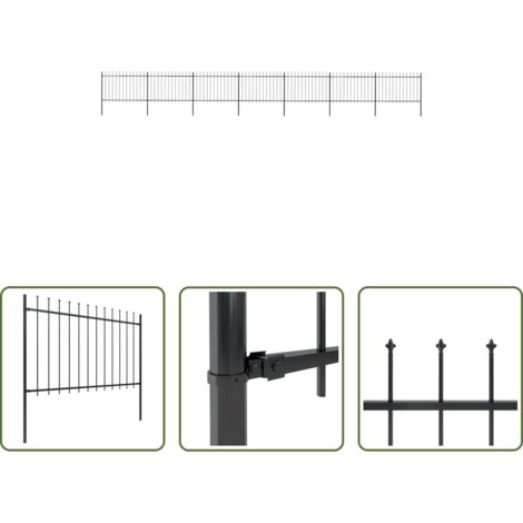 vidaXL Recinzione decorativa -  Recinzione da Giardino con Punta a Lancia in Acciaio 1248x120 cm Nero