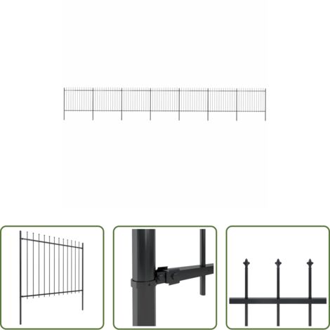 vidaXL Recinzione decorativa -  Recinzione da Giardino con Punta a Lancia in Acciaio 1248x150 cm Nero