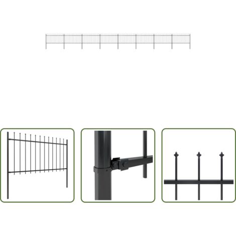 vidaXL Recinzione decorativa -  Recinzione da Giardino con Punta a Lancia in Acciaio 1426x100 cm Nera