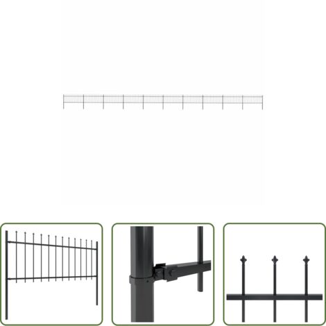 vidaXL Recinzione decorativa -  Recinzione da Giardino con Punta a Lancia in Acciaio 1781,5x80 cm Nero