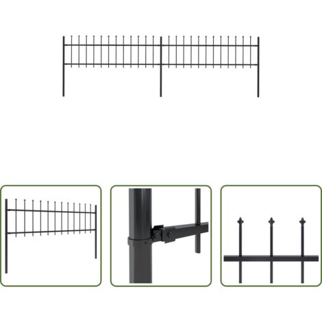 vidaXL Recinzione decorativa -  Recinzione da Giardino con Punta a Lancia in Acciaio 359x60 cm Nero