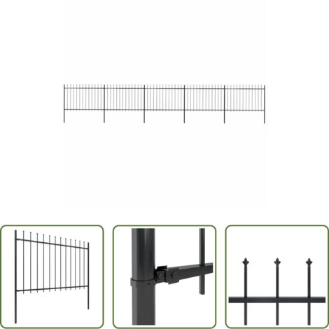 vidaXL Recinzione decorativa -  Recinzione da Giardino con Punta a Lancia in Acciaio 892,5x120 cm Nero