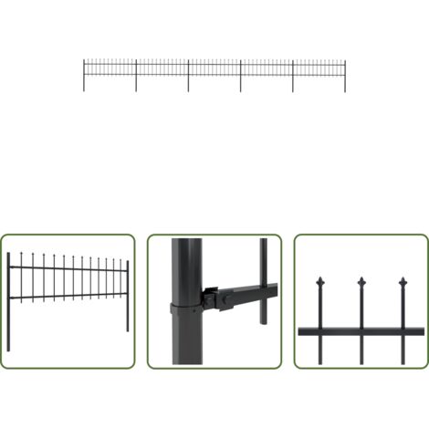 vidaXL Recinzione decorativa -  Recinzione da Giardino con Punta a Lancia in Acciaio 892,5x60 cm Nero