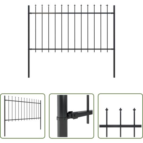 vidaXL Recinzione decorativa -  Recinzione da Giardino Woerden con Punta a Lancia in Acciaio 181x100 cm Nero