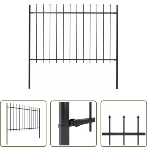 vidaXL Recinzione decorativa -  Recinzione da Giardino Woerden con Punta a Lancia in Acciaio 181x120 cm Nero