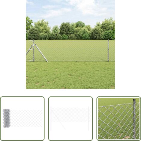vidaXL Recinzione esterna -  Recinzione a rete metallica Argento 25 x 0,4 m Acciaio zincato