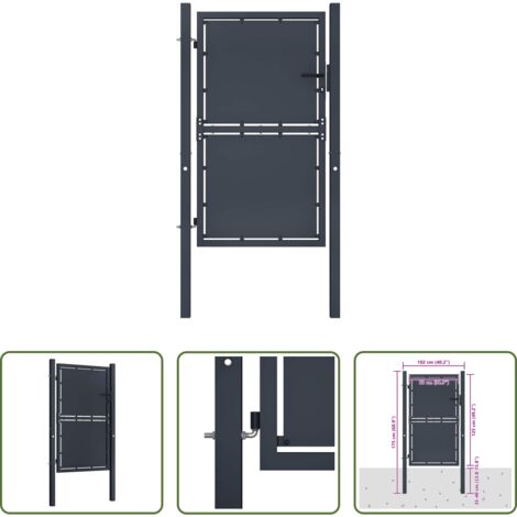 vidaXL Recinzione giardino -  Cancello da Giardino in Acciaio 100x125 cm Antracite