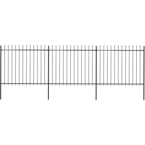 vidaXL Recinzione Giardino con Punta a Lancia in Acciaio 5,1x1,5m Nera