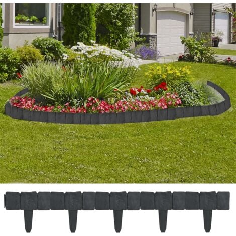 vidaXL Recinzione Giardino/Prato in Plastica 41 pz Aspetto Pietra 10 m