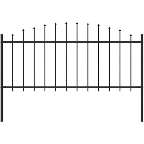 vidaXL Recinzione Giardino Punta a Lancia (0,5-0,75)x1,7m Acciaio Nero