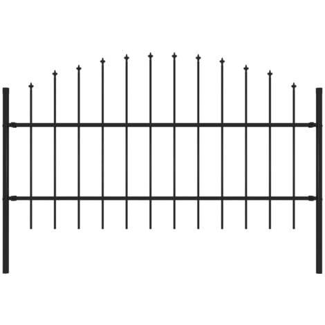 vidaXL Recinzione Giardino Punta a Lancia (0,75-1)x1,7m Acciaio Nero
