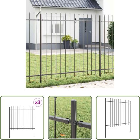 vidaXL Recinzione grigia -  Recinzione per Giardino 3 pcs Grigio 5,1 x 1,5 m