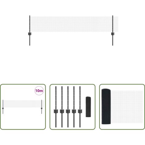 vidaXL Recinzione in acciaio e PVC -  Recinzione con Posto Grigio 0,4 x 10 m Acciaio e PVC