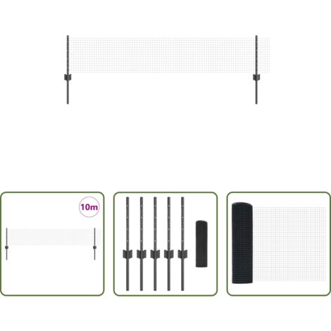vidaXL Recinzione in acciaio e PVC -  Recinzione con Posto Grigio 0,4 x 10 m Acciaio e PVC