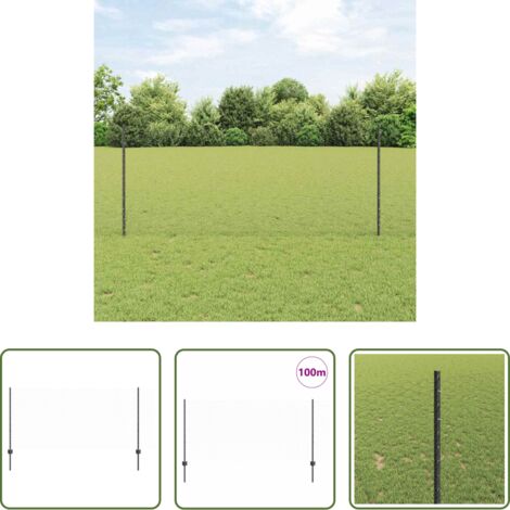 vidaXL Recinzione in acciaio e PVC -  Recinzione con Posto Grigio 1 x 100 m Acciaio e PVC