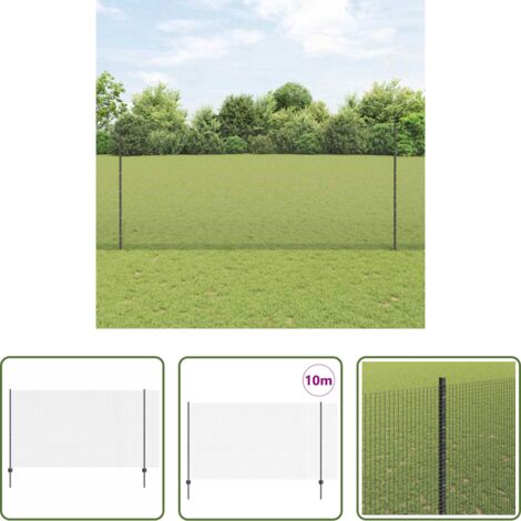 vidaXL Recinzione in acciaio e PVC -  Recinzione con Posto Grigio 1,4 x 10 m Acciaio e PVC
