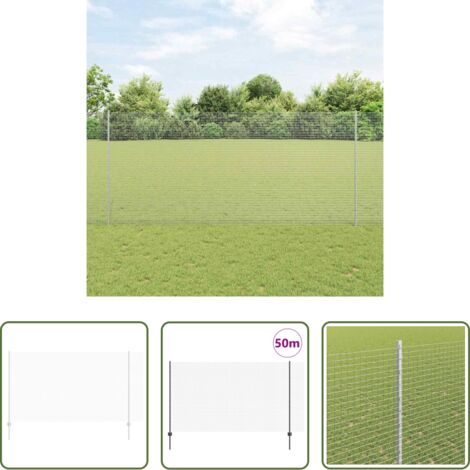 vidaXL Recinzione in acciaio e PVC -  Recinzione con Posto Grigio 1,4 x 50 m Acciaio e PVC