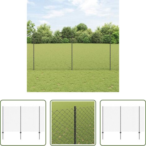 vidaXL Recinzione in acciaio e PVC -  Recinzione con Posto Grigio 1,6 x 10 m Acciaio e PVC