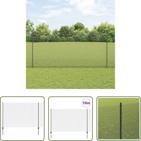 vidaXL Recinzione in acciaio e PVC -  Recinzione con Posto Grigio 1,6 x 10 m Acciaio e PVC