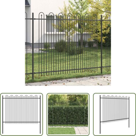 vidaXL Recinzione in acciaio -  Recinzione ad arco a picchetto Nero 200 x 200 cm