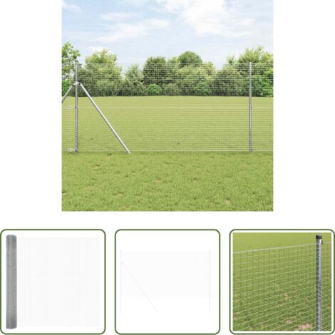 vidaXL Recinzione in filo saldato -  Recinzione in Rete Saldato Argento 1.4 x 25 m