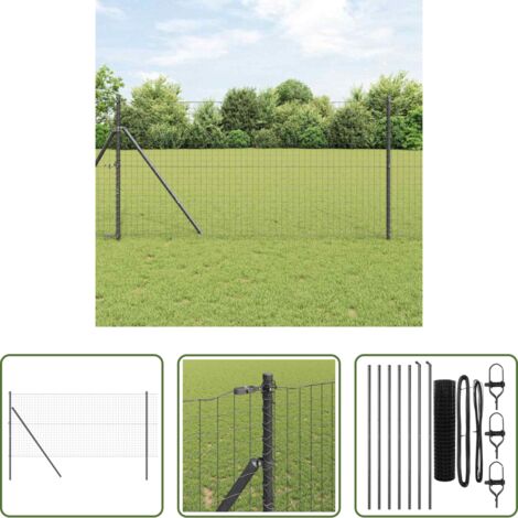 vidaXL Recinzione in PVC -  Recinzione con Posto Grigio 1 x 10 m Acciaio e PVC
