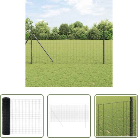 vidaXL Recinzione in PVC - Recinzione Euro Grigio 1 x 25 m Ferro rivestito in PVC