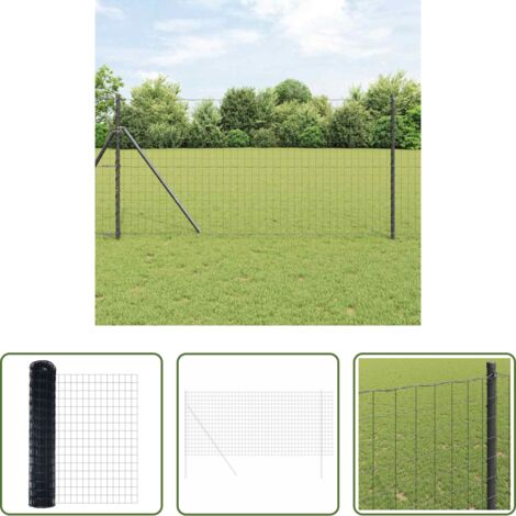 vidaXL Recinzione in PVC -  Recinzione Euro Grigio 1,4 x 10 m Ferro rivestito in PVC