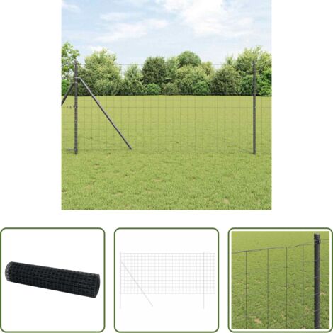 vidaXL Recinzione in PVC - Recinzione Euro Grigio 1,4 x 10 m Ferro rivestito in PVC