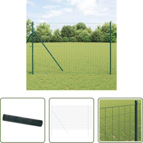 vidaXL Recinzione in PVC -  Recinzione Euro Verde 1,6 x 10 m Ferro rivestito in PVC