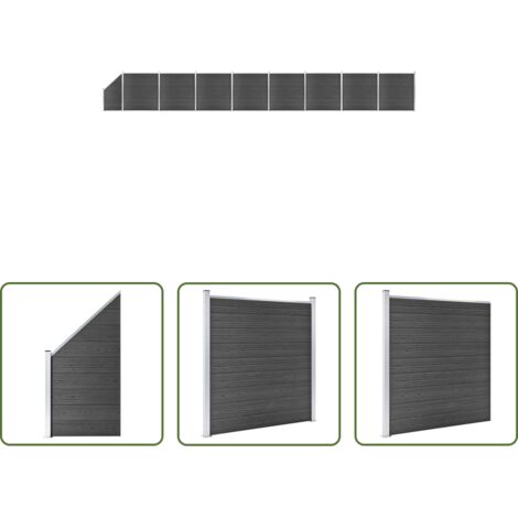vidaXL Recinzione in WPC -  Set Pannelli di Recinzione in WPC 1484x(105-186) cm Nero