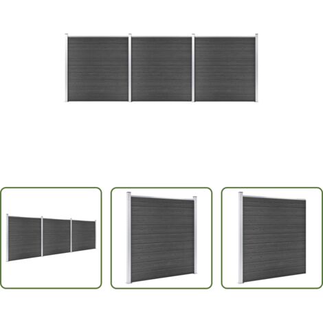 vidaXL Recinzione in WPC -  Set Pannelli di Recinzione in WPC 526x186 cm Nero