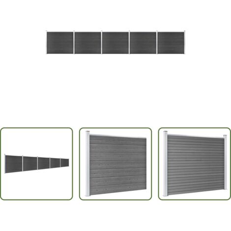 vidaXL Recinzione in WPC -  Set Pannello di Recinzione in WPC 872x146 cm Grigio