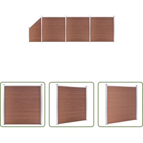 vidaXL Recinzione modulare -  Pannelli Recinzione 3 Quadrati 1 Inclinato 619x186cm Marrone