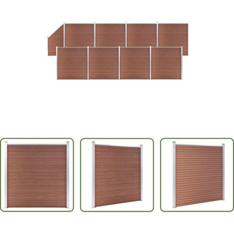 vidaXL Recinzione modulare -  Pannelli Recinzione 8 Quadrati 1 Inclinato 1484x186cm Marrone
