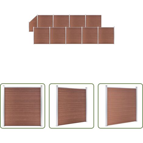 vidaXL Recinzione modulare -  Pannelli Recinzione 9 Quadrati 1 Inclinato 1657x186cm Marrone