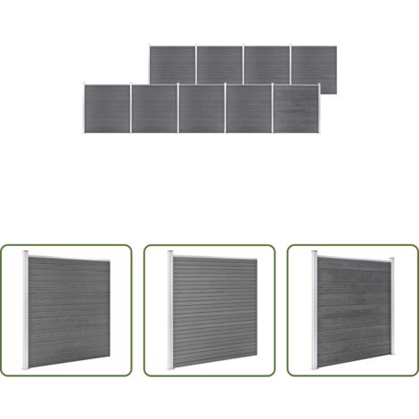 vidaXL Recinzione modulare -  Pannello di Recinzione in WPC 1564x186 cm Grigio