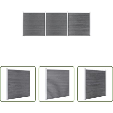 vidaXL Recinzione modulare -  Pannello di Recinzione in WPC 526x186 cm Grigio