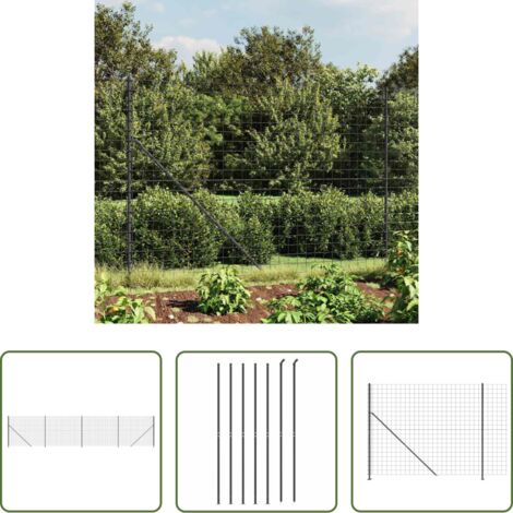 vidaXL Recinzione per animali -  Recinzione Metallica con Flangia Antracite 1,4x10 m