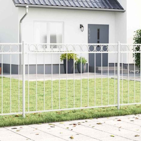 vidaXL Recinzione per Giardino Bianco Acciaio