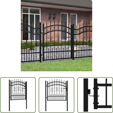 vidaXL Recinzione per giardino -  Cancello per recinzione Kampen con punta a lancia Nero 103x100 cm in acciaio