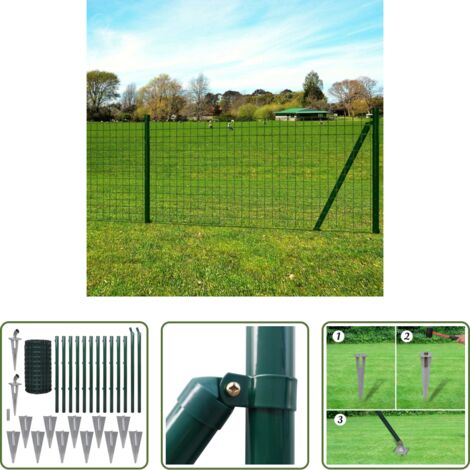 vidaXL Recinzione per giardino -  Recinzione Euro in Acciaio 25x0,8 m Verde