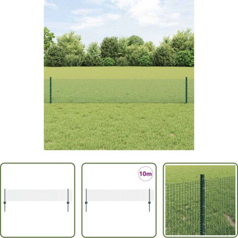 vidaXL Recinzione verde -  Recinzione con Posto Verde 0,4 x 10 m Acciaio e PVC