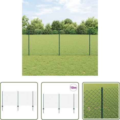 vidaXL Recinzione verde -  Recinzione con Posto Verde 1 x 10 m Acciaio e PVC