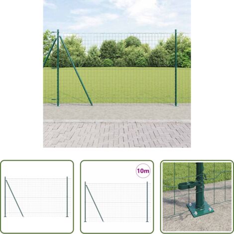 vidaXL Recinzione verde -  Recinzione con Posto Verde 1,5 x 10 m Acciaio